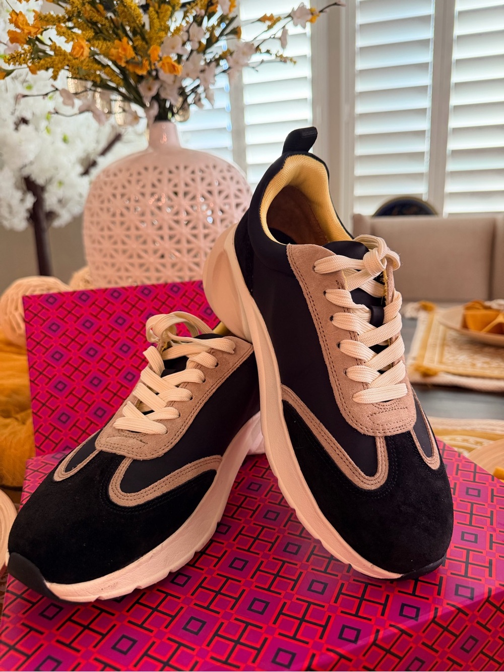 Women’s Tory Burch Black & Beige Fashion Sneakers - Comfort Casual Shoes
